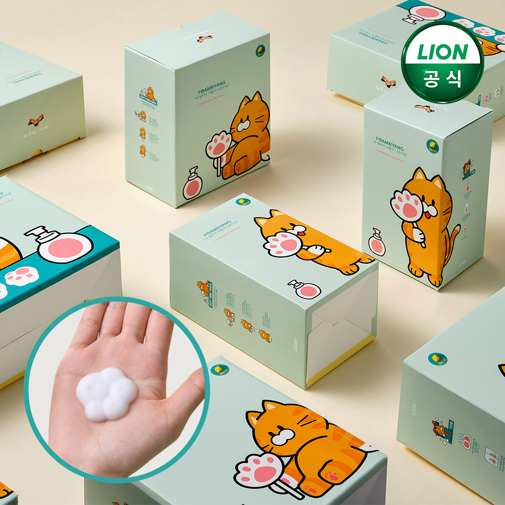 아이깨끗해 폼냥이 에디션 4번 세트 (250ml 본품 2개&200ml 리필 2개&거품틀 2개&스티커2개) / 고양이 거품모양 이미지 3