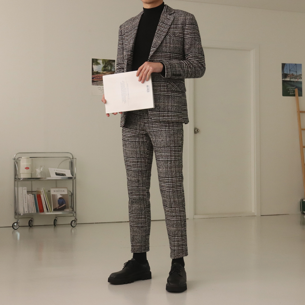 남자셋업수트 울 글렌체크 스판 남자겨울정장 이미지 3
