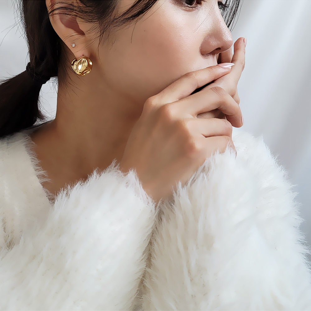 쭈글이 찌글이 귀걸이 메탈 주물 원터치 세련된 구귀걸이 이미지 6