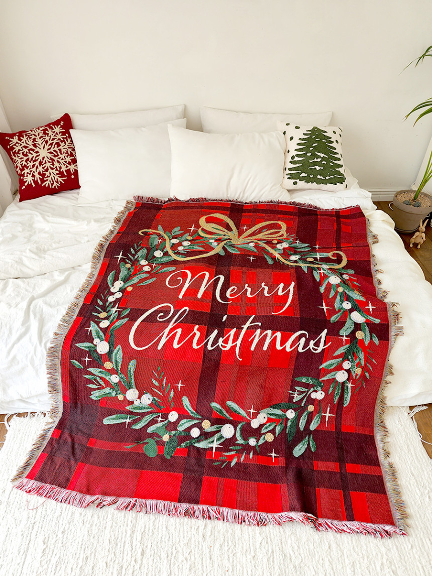 블랑쉬 merry christmas 빈티지 블랭킷 메리크리스마스 빈티지 담요 상세 이미지 15