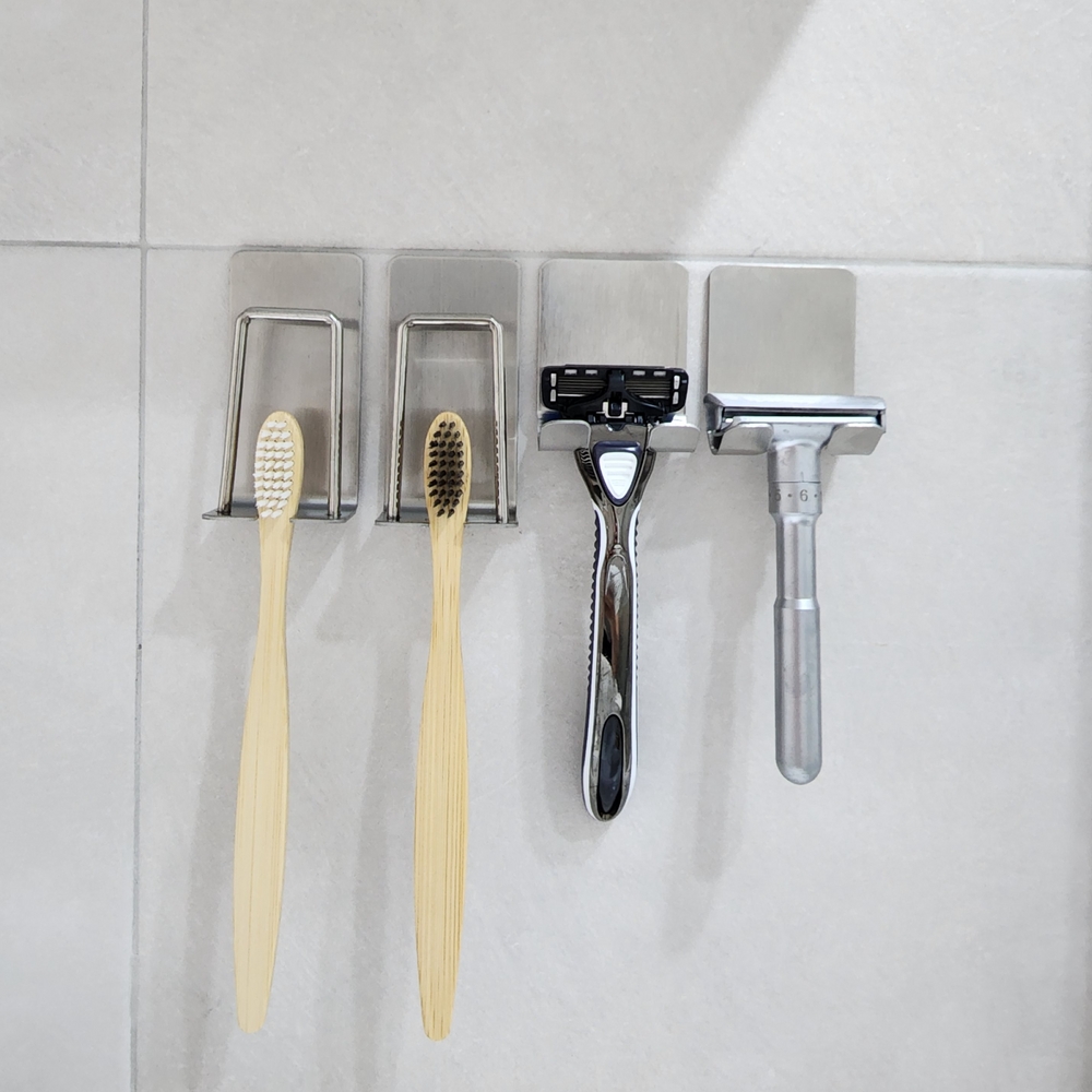 칫솔 꽂이 걸이 스테인레스 면도기 거치대 무타공 부착