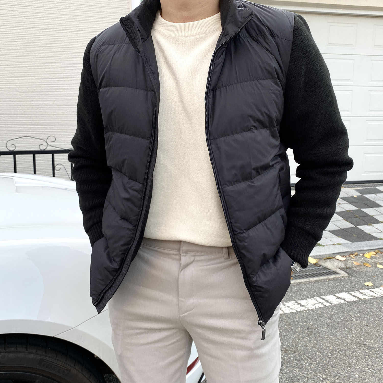 [SET]오리털 덕다운 니트 경량 숏 패딩+워셔블 니트 이미지 2