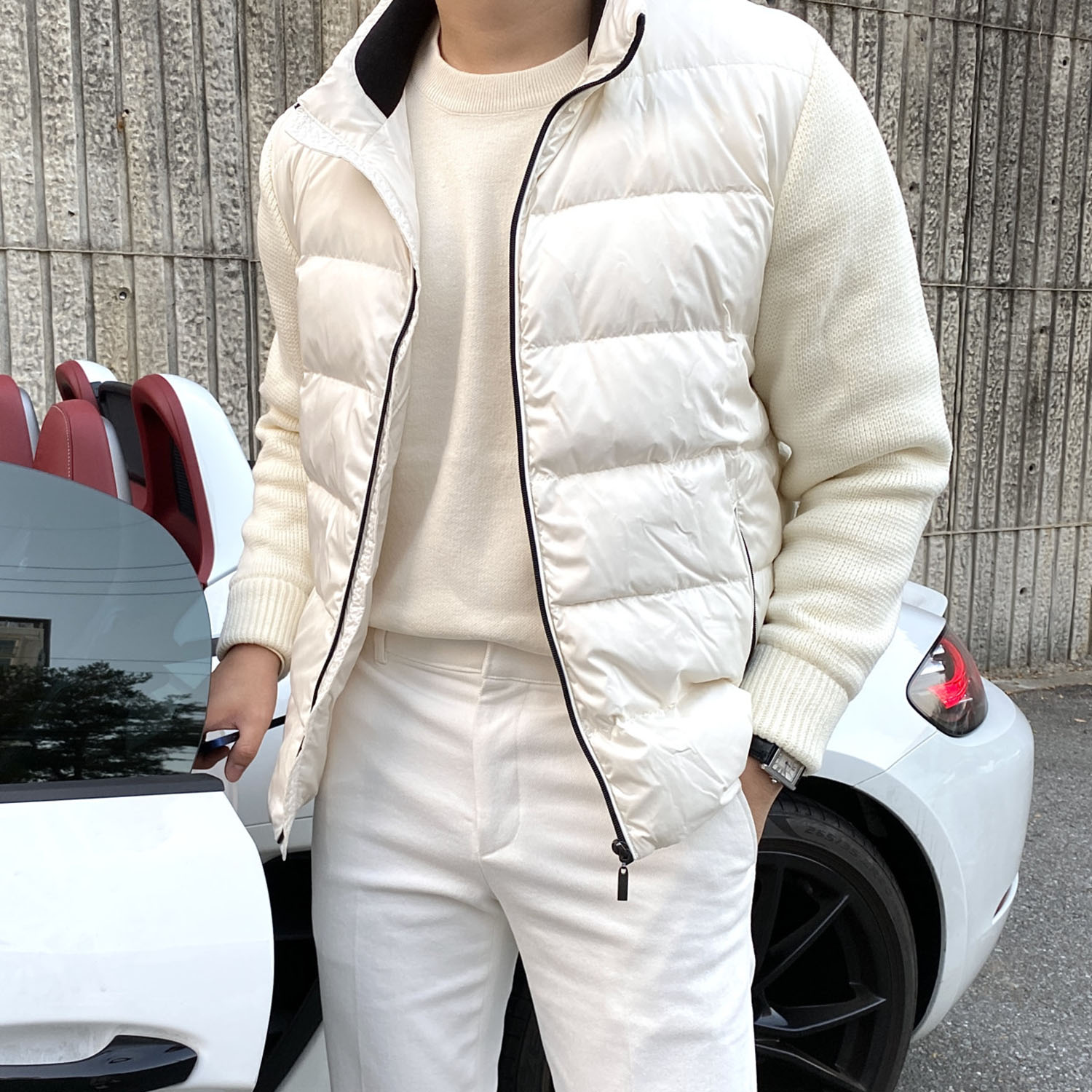 [SET]오리털 덕다운 니트 경량 숏 패딩+워셔블 니트 이미지 3