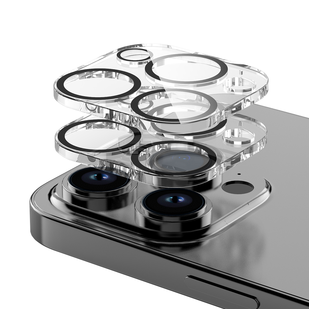 아이엠듀 카메라 보호 필름 풀커버 강화유리 빛번짐 방지 블랙 아이폰14프로/14프로맥스 공용, 2매입