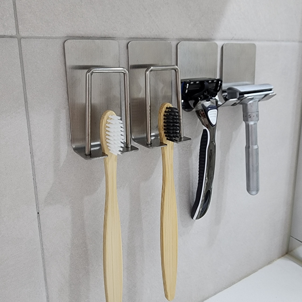 칫솔 꽂이 걸이 스테인레스 면도기 거치대 무타공 부착