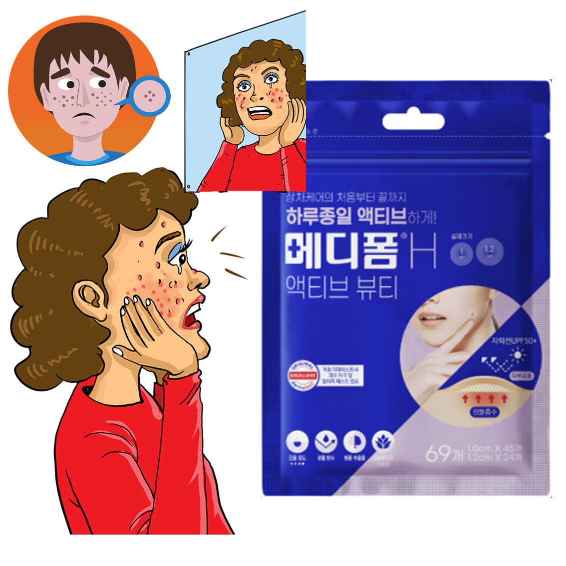 이지덤 뷰티 리얼카밍 6매입 니들패치 여드름패치 EGF 함유 이미지 4