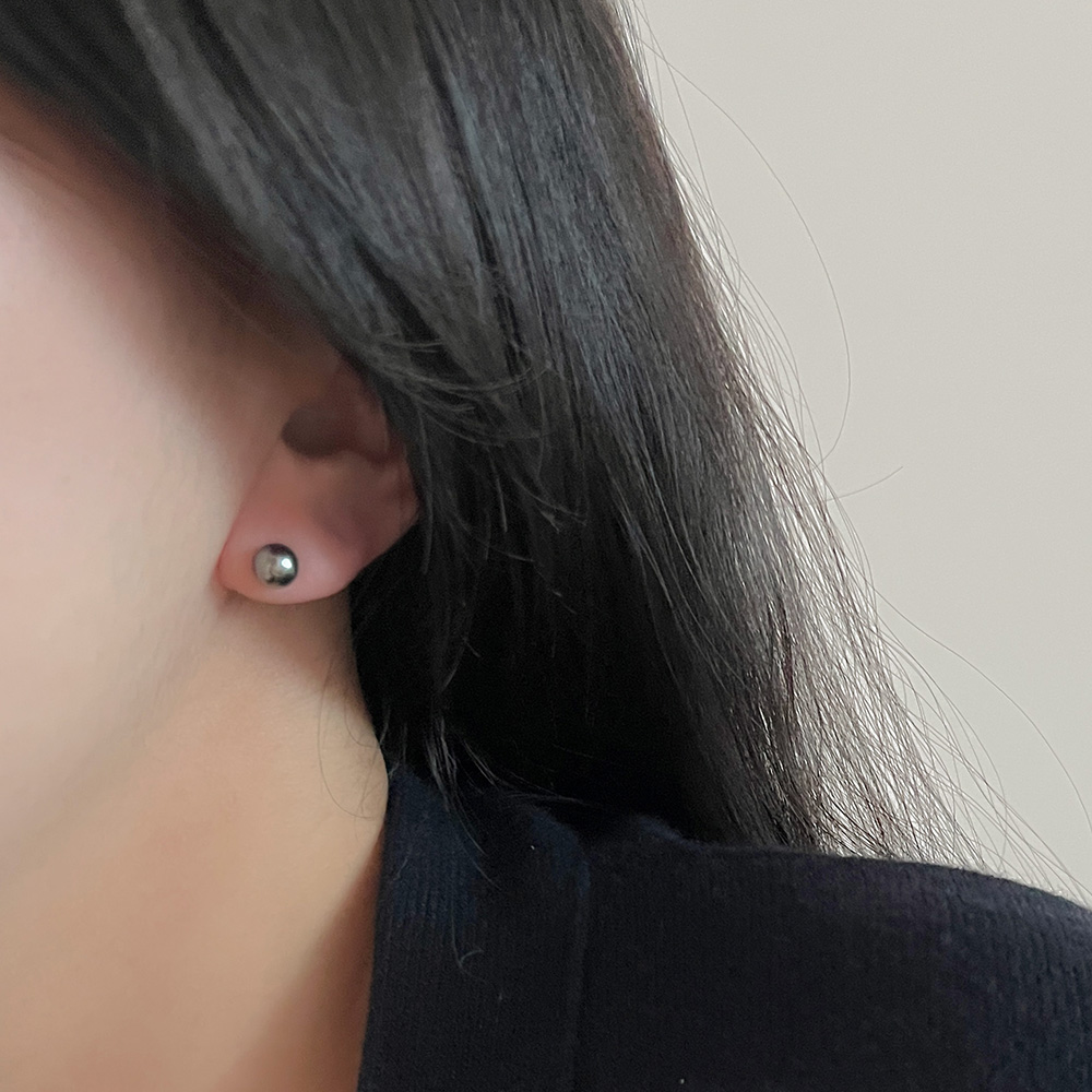 14K골드 스와로브스키 진주 귀걸이 그레이 흑진주 6mm-12mm 4가지 혼주 상견례 이미지 6