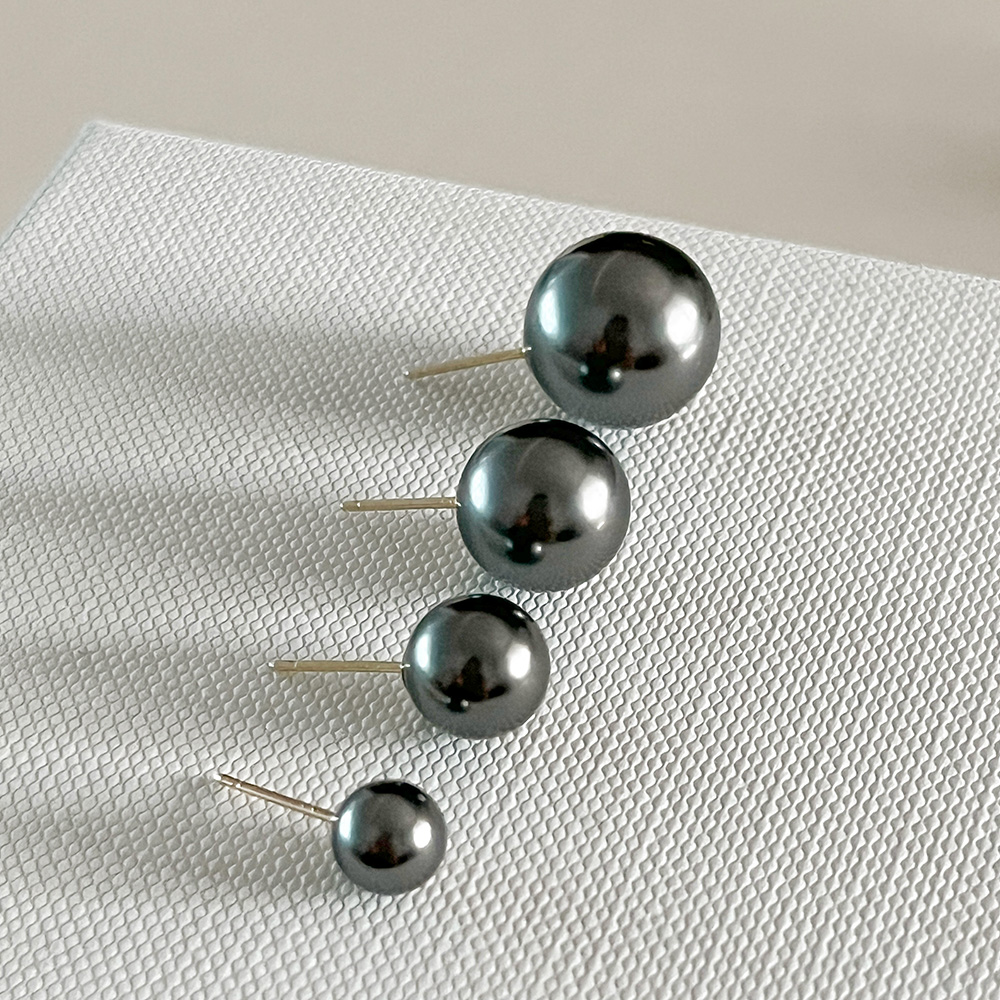 14K골드 스와로브스키 진주 귀걸이 그레이 흑진주 6mm-12mm 4가지 혼주 상견례 - 상세 이미지 2