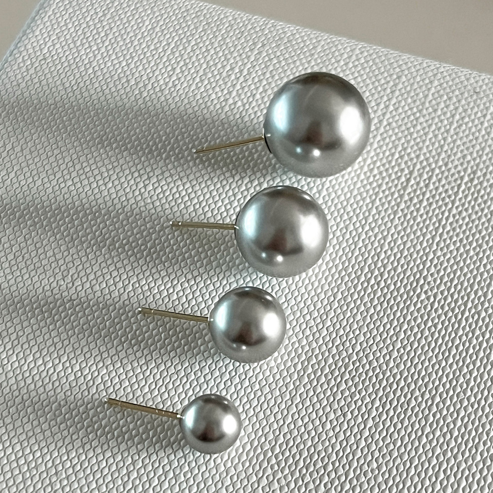 14K골드 스와로브스키 진주 귀걸이 그레이 흑진주 6mm-12mm 4가지 혼주 상견례 - 상세 이미지 3