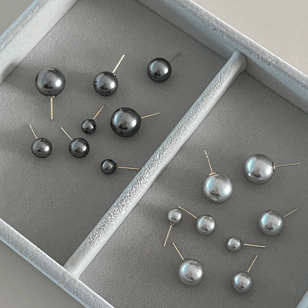 14K골드 스와로브스키 진주 귀걸이 그레이 흑진주 6mm-12mm 4가지 혼주 상견례 - 상세 이미지 5