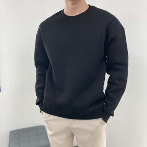 남자 무지맨투맨 후드티 오버핏 기모 기본 라운드넥 긴팔 티셔츠 착용 후기 | 사이즈/핏 총정리 - 상품 이미지 2