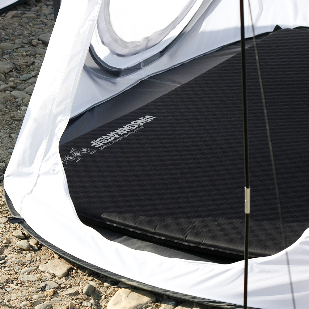 빈슨메시프 시그니처 엠보싱 자충매트 휴대용 차박 캠핑매트 자충 에어매트 더블, 8cm, 블랙