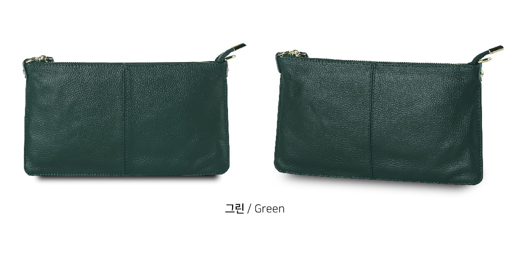 소가죽 여자 클러치백 겸용 크로스백 슬림 심플한 미들 고급 가죽 클러치 가방 (중) - 상세 이미지 2