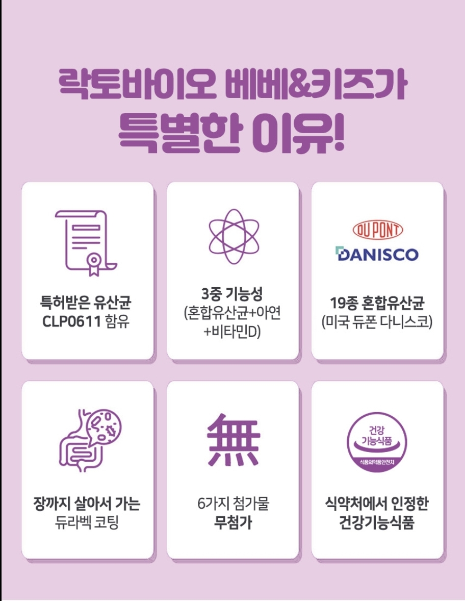 락토바이오 베베 키즈 어린이 유산균 아기 비타민D 아연 면역 영양제 30포, 1개 - 상세 이미지 3
