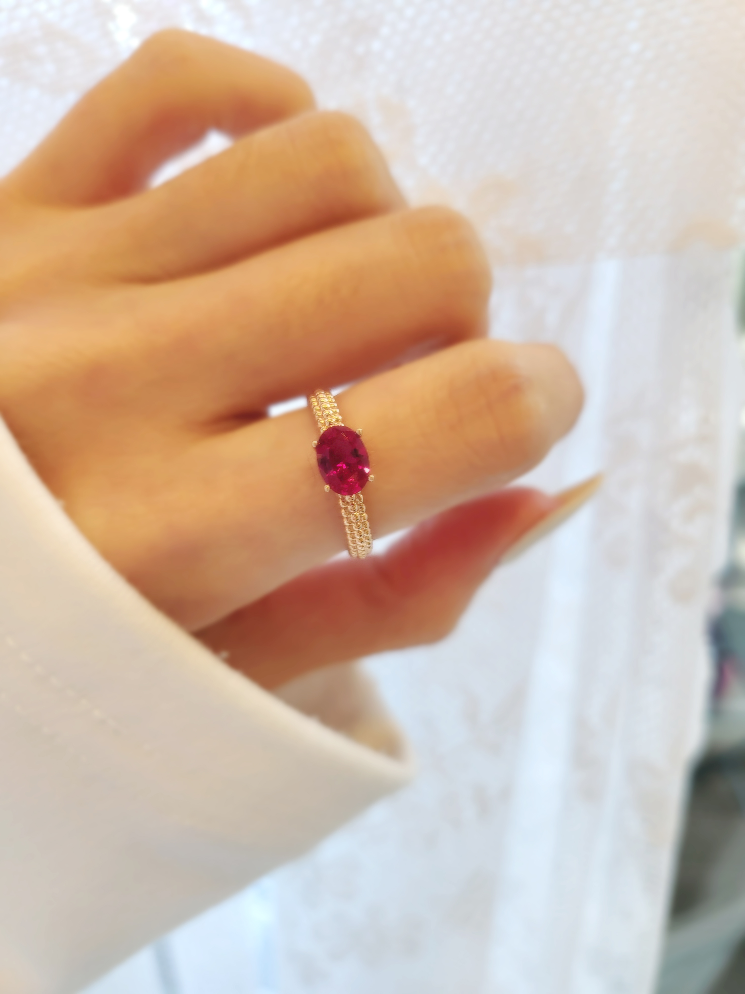 14K 18K 볼드 루비 큐빅 원석 반지