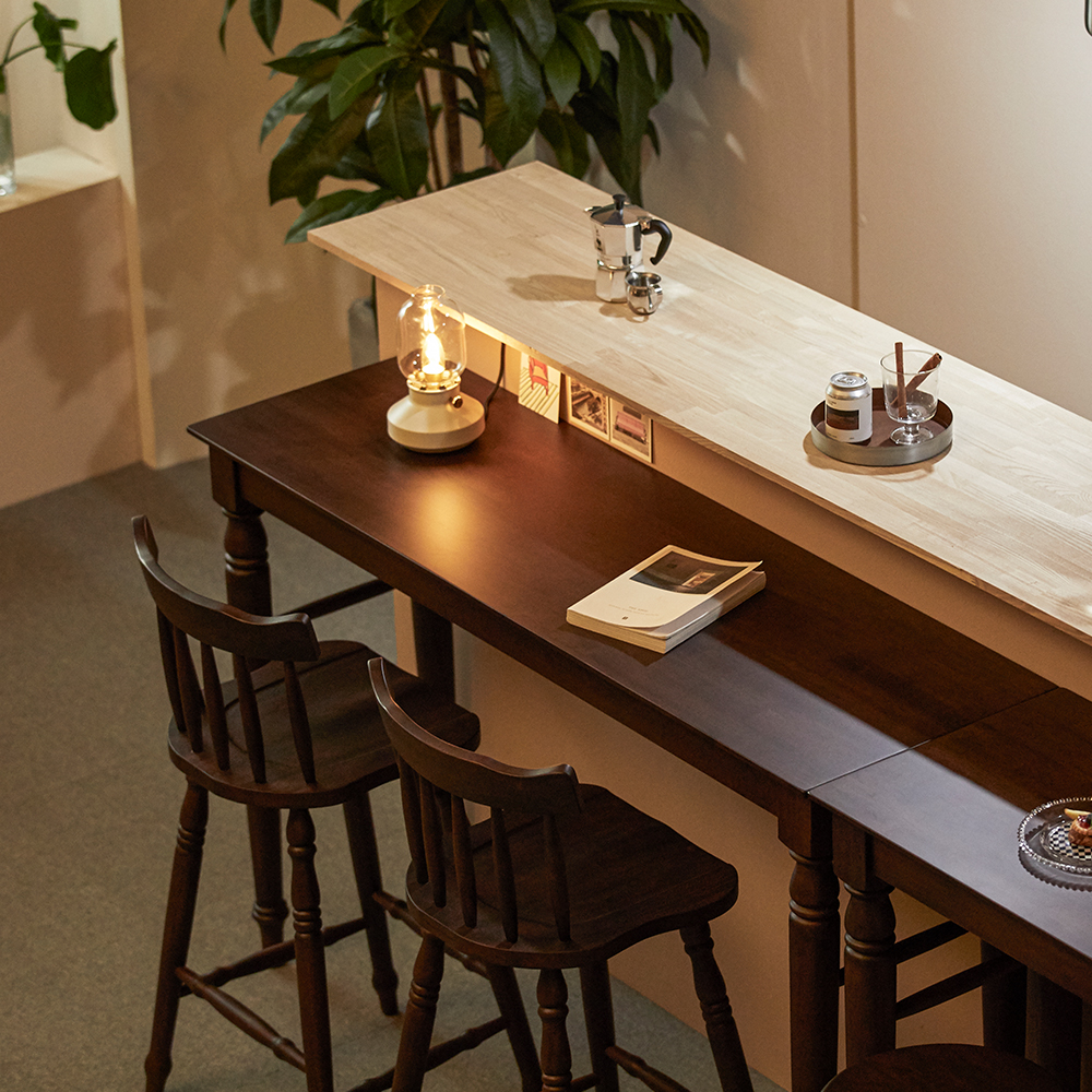 로맨틱캬바레 웨스턴 원목 바 테이블 빈티지 카페 고무나무 월넛 엔틱 1200 사이즈