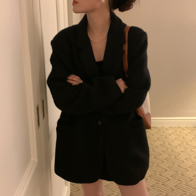 【完売品】オーバーフォルムハーフコート ウール　クリーム Super120's ウールリバーハーフコート | アダムエロペ(ADAM ET