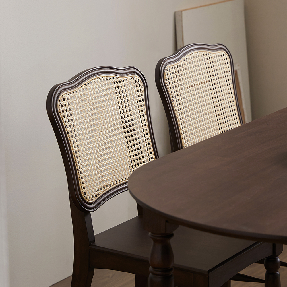 로맨틱캬바레 1965 카페 빈티지 원목 라탄 의자 고무나무 엔틱 체어