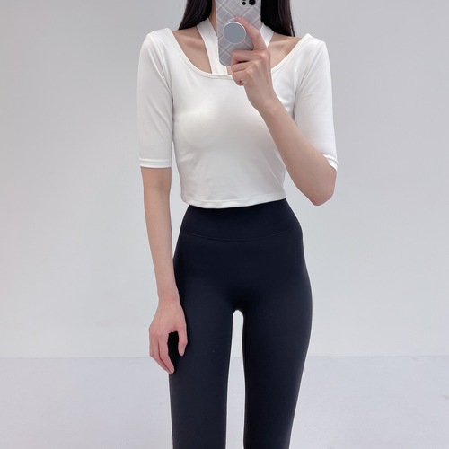로라벨 펄스 필라테스복 여성 요가복 필라테스 요가 상의 티셔츠 커버업 운동복 반팔 크롭 - 상세 이미지 3