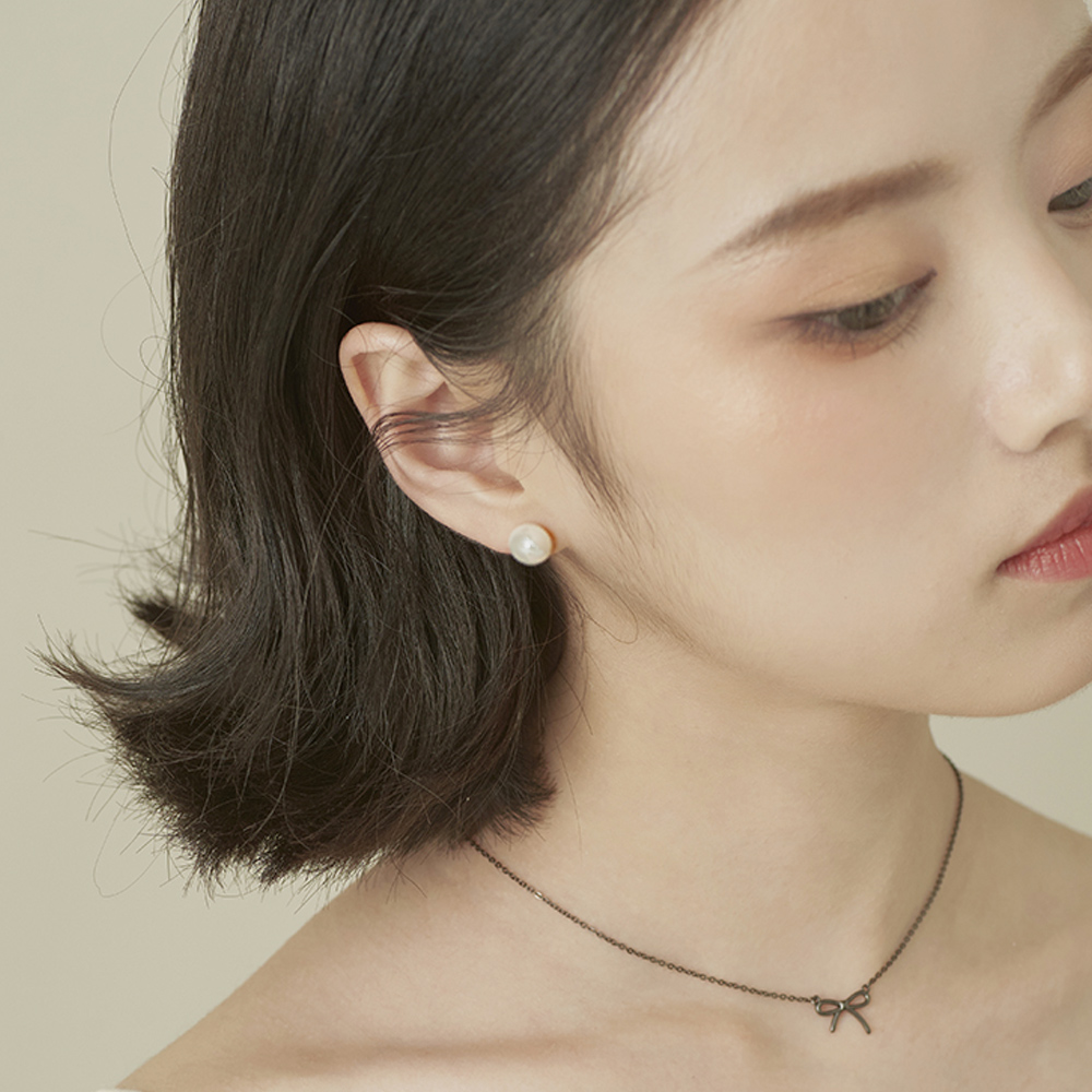 플랫 납작 8mm 10mm 진주 피어싱 써지컬스틸 - 상세 이미지 4