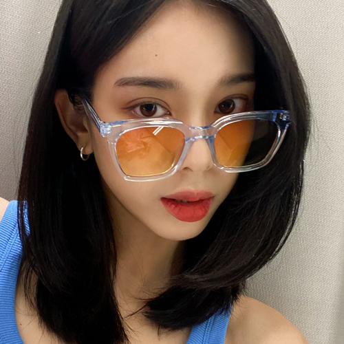 빅사이즈 대두 뿔테 투명 클리어 틴트 가벼운 자외선차단 선글라스 UV400