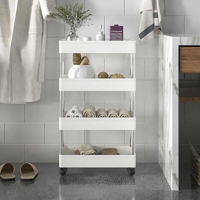 이동식 선반 가습기 트롤리 세탁실 틈새 수납장 선반 슬림형 3단