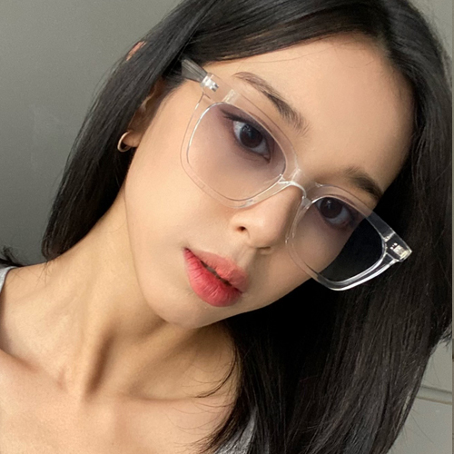 빅사이즈 대두 뿔테 투명 클리어 틴트 가벼운 자외선차단 선글라스 UV400