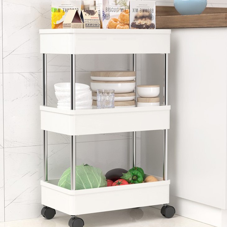 이동식 선반 가습기 트롤리 세탁실 틈새 수납장 선반 슬림형 3단