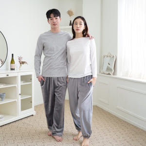 주머니 수면 바지 커플 겨울 울트라밍크 파자마 남성 여성 극세사 PJ무지... 착용 후기 | 사이즈/핏 총정리 - 상품 이미지 4