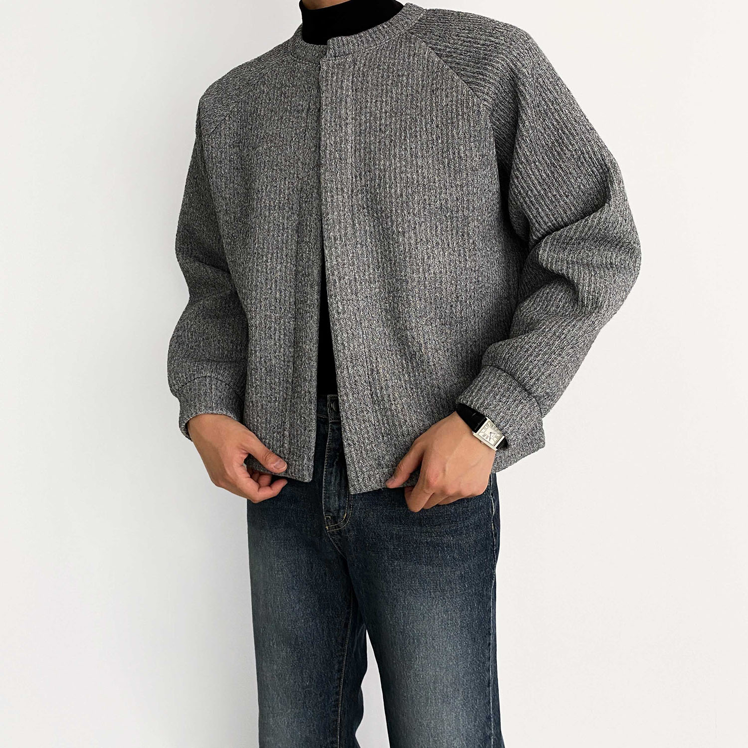남자크롭가디건 라운드가디건 이미지 2
