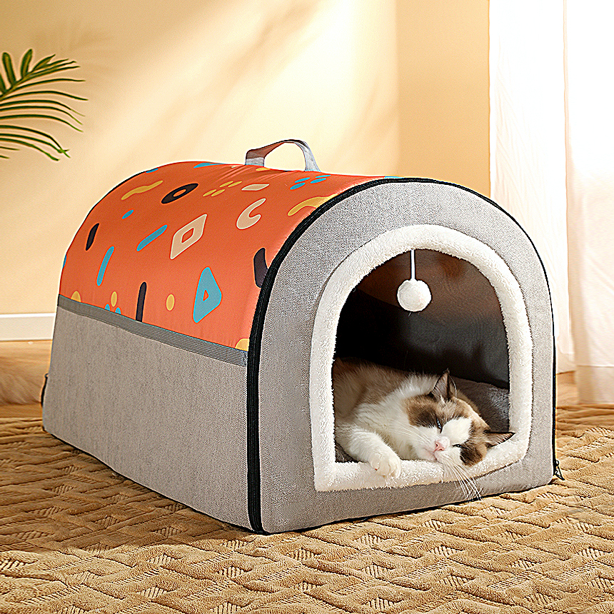 강아지집 중형견 하우스 고양이 숨숨집 겨울 보온 텐트 S