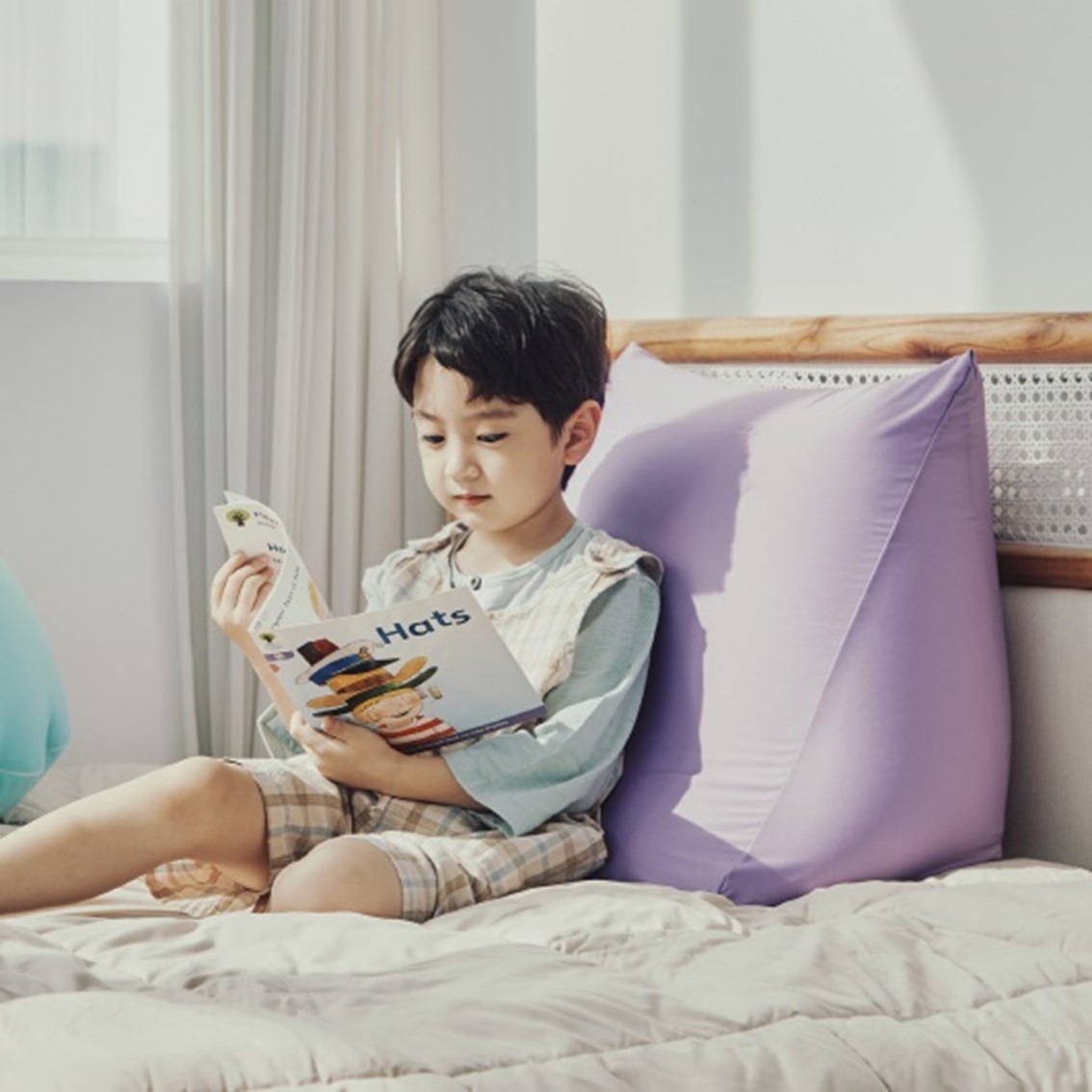 생활특권 소형 어린이 삼각 등받이 쿠션 침대 허리 쿠션