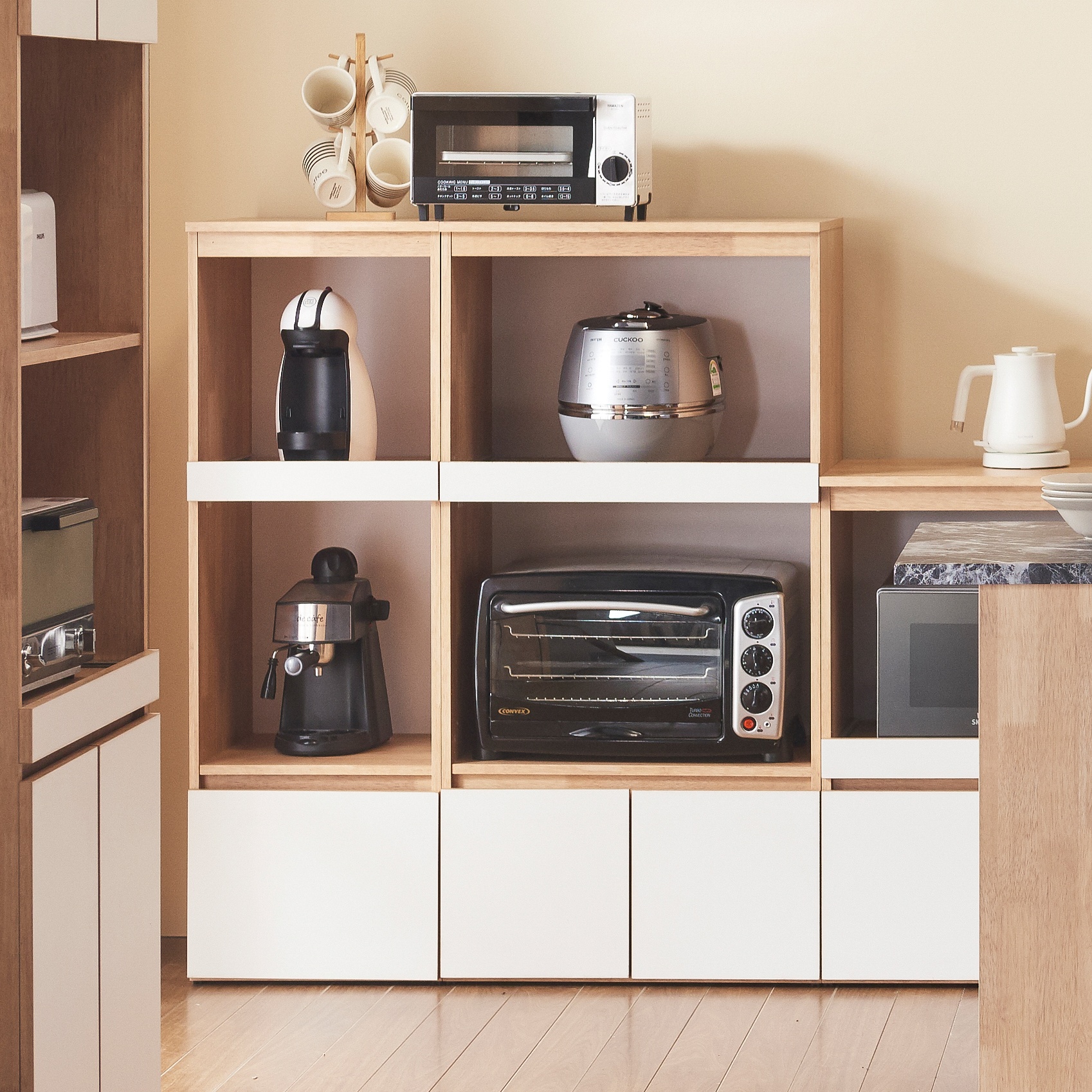 오브디 밥솥선반 밥솥장 전기 밥솥 밥통 다이 수납장 레일