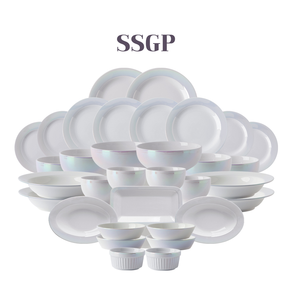 SSGP 오로라 홀로그램 펄 도자기 신혼 그릇 식기세트 / 33종, 4인 홈세트, 1세트