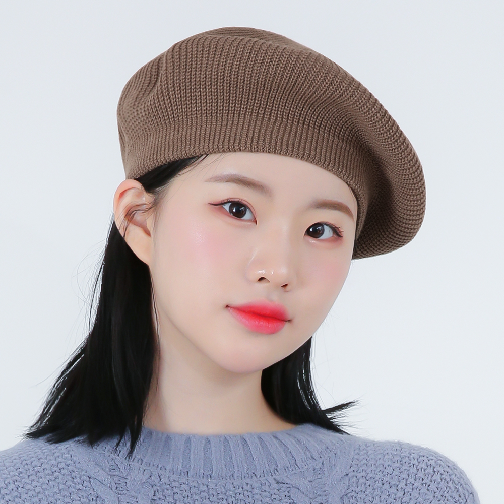 국내생산 심플 울 니트 베레모 여성 무지 화가모자 남자 빵모자 - 상품 이미지