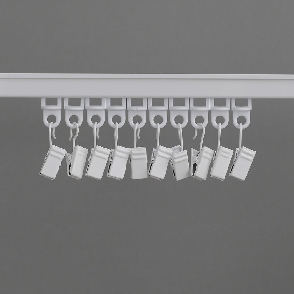(10개) 화이트 철제 집게링 커튼링 이중 커텐 레일 커튼봉 고리 핀 집게 악세사리 소