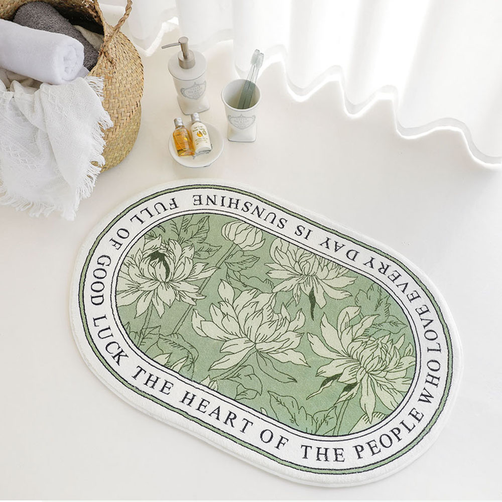 르블랑 북유럽 극세사 발매트 욕실 화장실 주방 싱크대 타원형 매트 러그 40x60cm