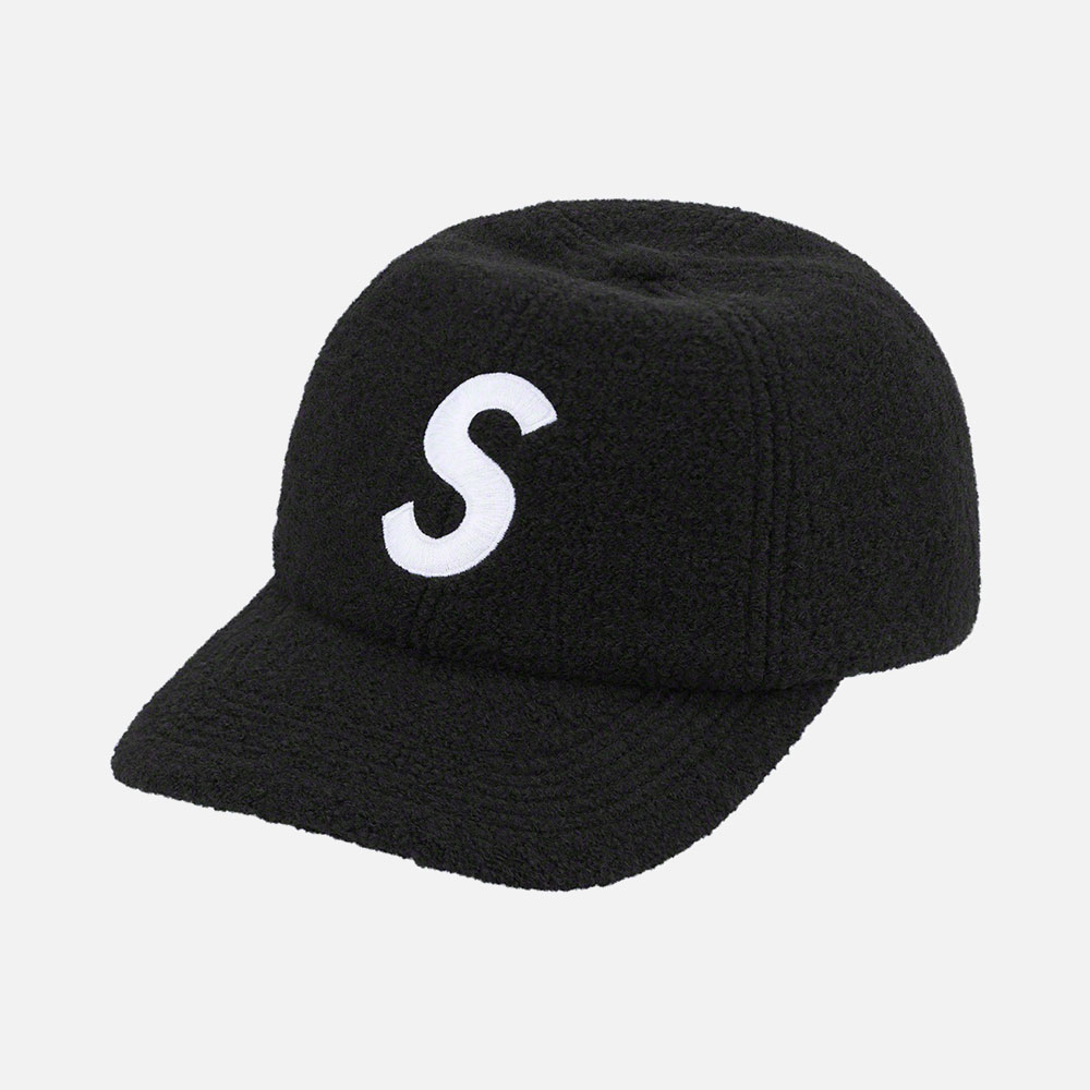 슈프림 보일드 울 S 로고 6-패널 캡 FW22H19-BLACK