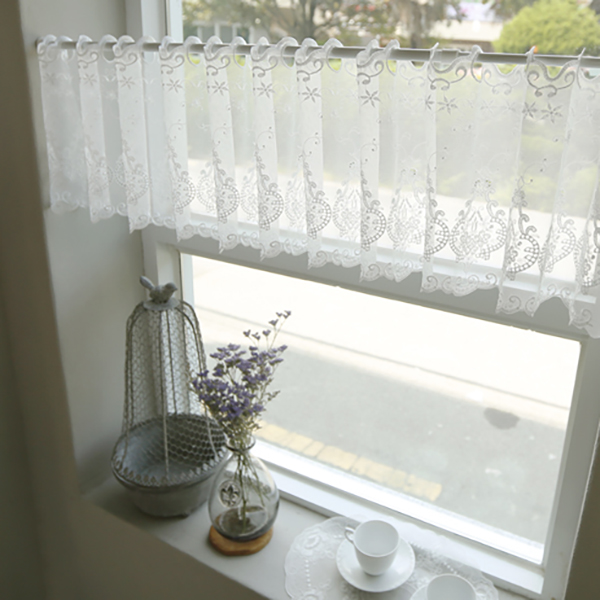 크라운 레이스 주방 창문 미니 바란스 가림막 가리개 커튼 S10cm