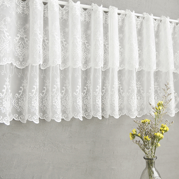 크라운 레이스 주방 창문 미니 바란스 가림막 가리개 커튼 S10cm