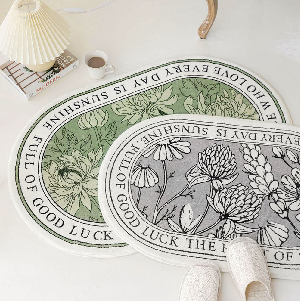 르블랑 북유럽 극세사 발매트 욕실 화장실 주방 싱크대 타원형 매트 러그 40x60cm