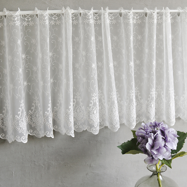 크라운 레이스 주방 창문 미니 바란스 가림막 가리개 커튼 S10cm