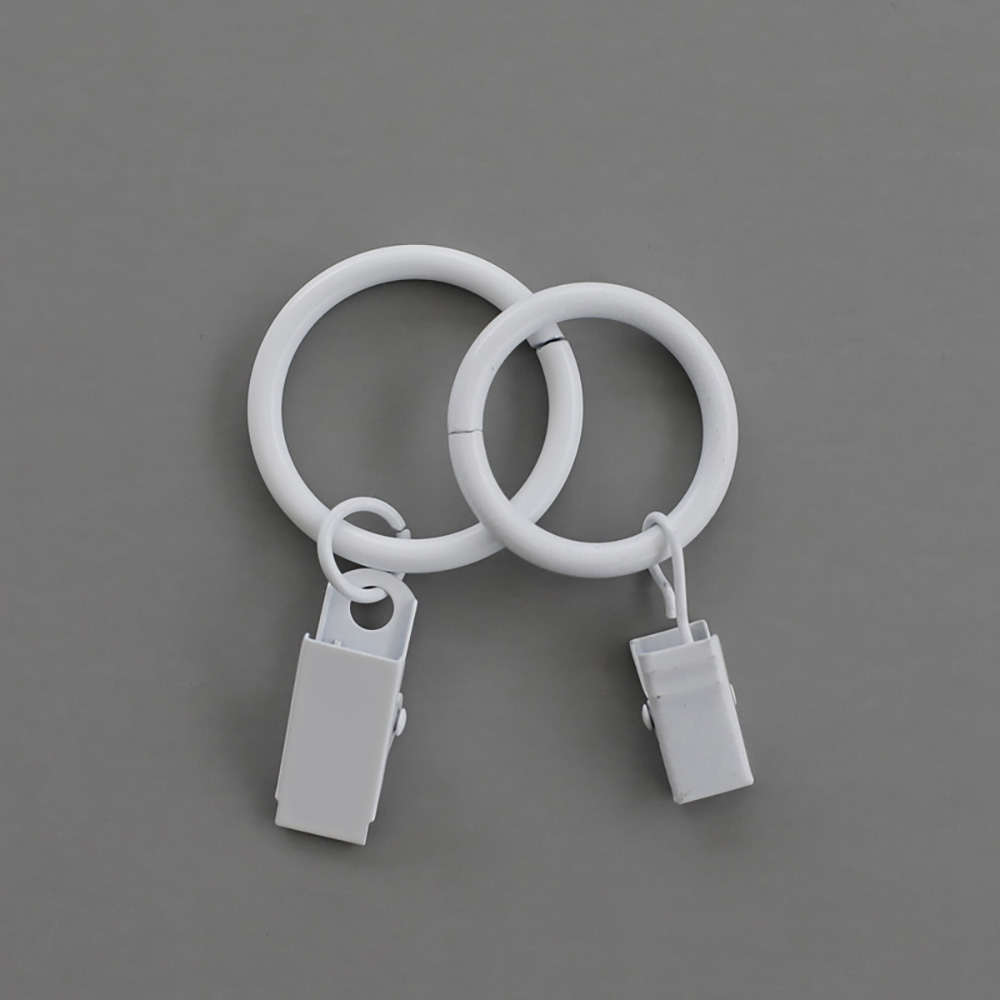 (10개) 화이트 철제 집게링 커튼링 이중 커텐 레일 커튼봉 고리 핀 집게 악세사리 소