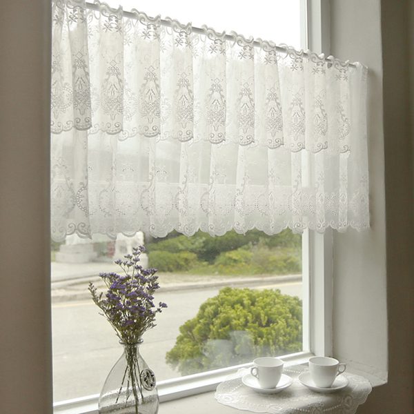 크라운 레이스 주방 창문 미니 바란스 가림막 가리개 커튼 S10cm