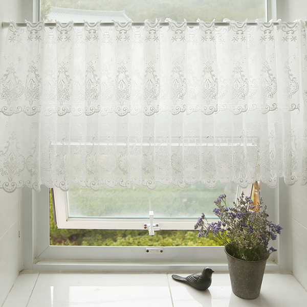 크라운 레이스 주방 창문 미니 바란스 가림막 가리개 커튼 S10cm