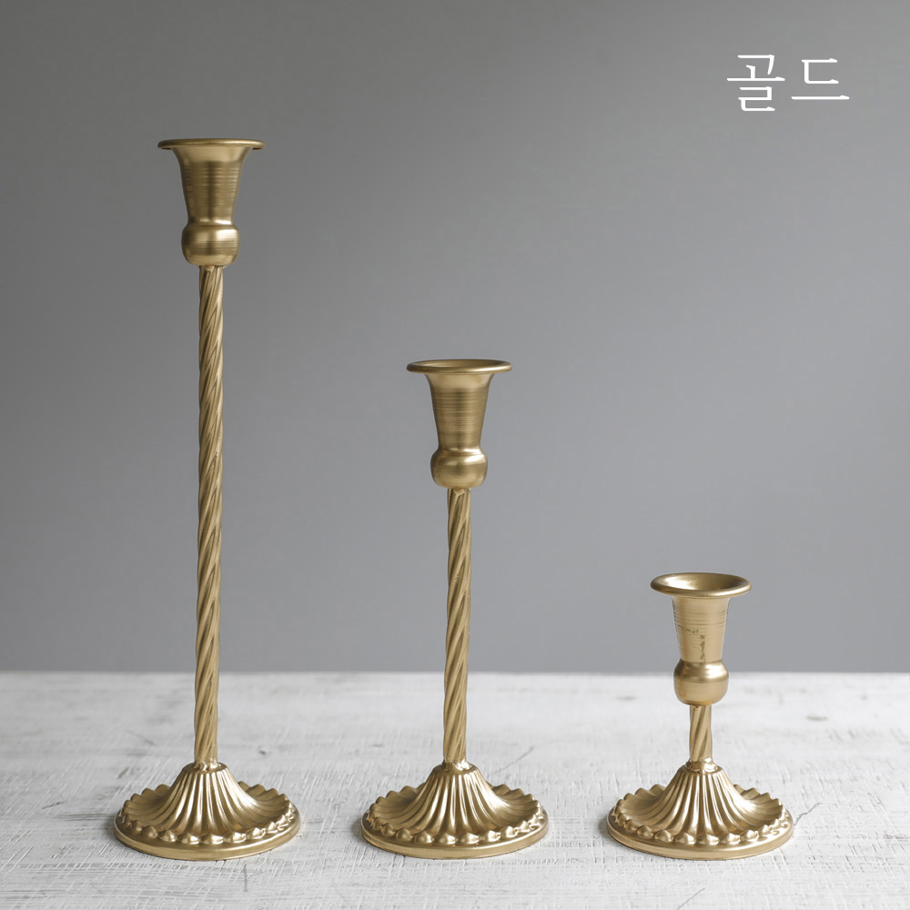 카렐 엔틱 골드 꼬임 빈티지 인테리어 캔들 신주 촛대 홀더 S - 상세 이미지 2