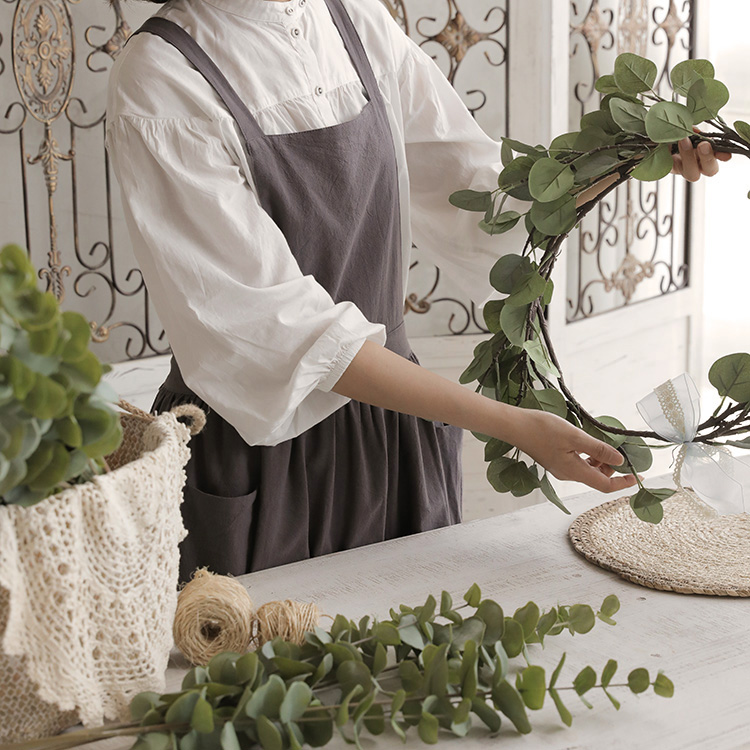 모네 카페 바리스타 어린이집 주방 방수 에이프런 원피스형 린넨 면 원피스 앞치마