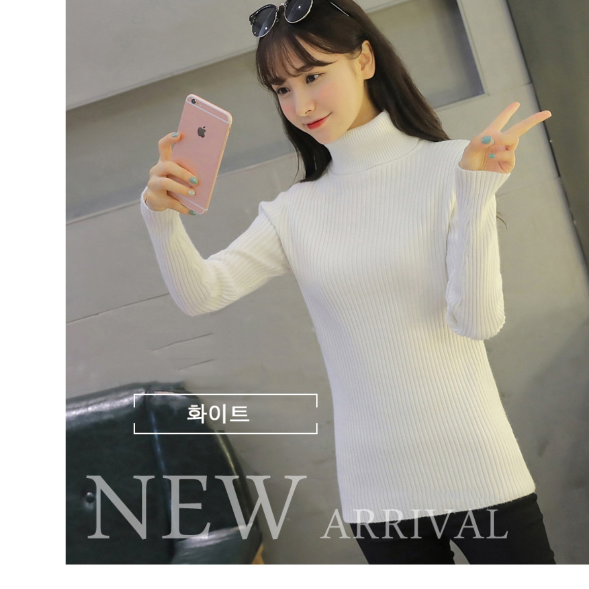 니트목티 여성반목폴라 여자니트폴라티 퍼플 - 상세 이미지 4