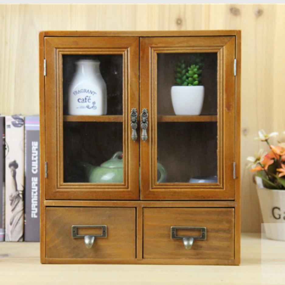 미니 장식장 소형 작은 콘솔 빈티지 엔틱 낮은 유리 장식장