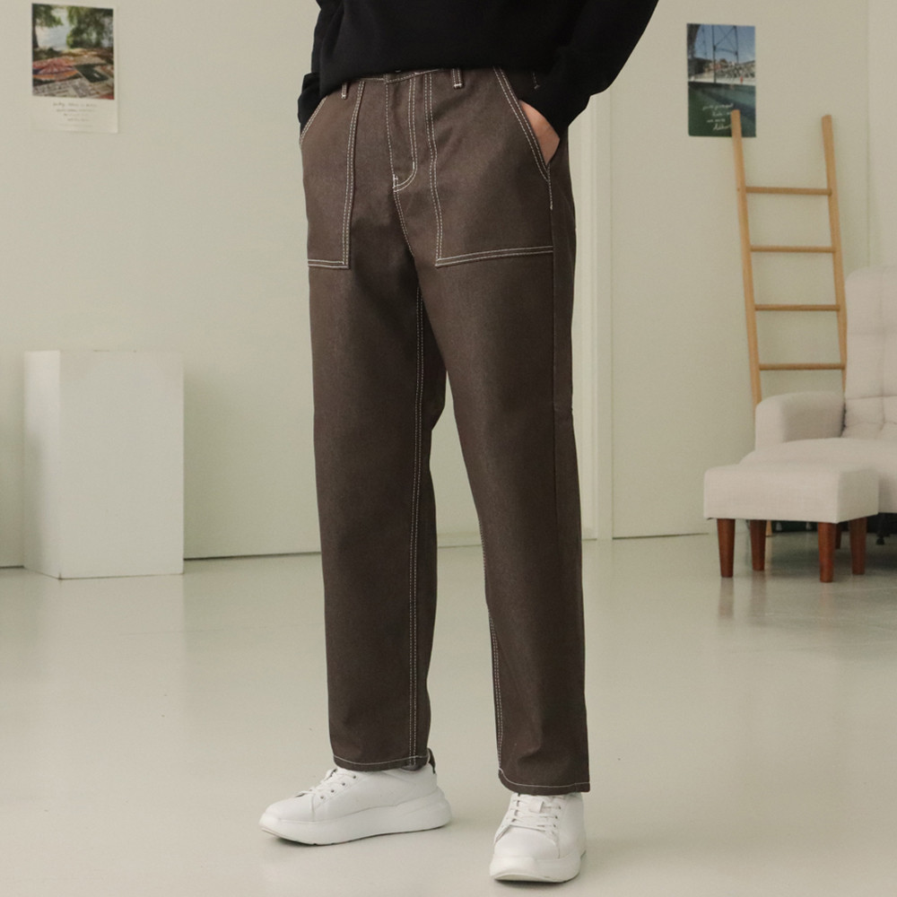 남자와이드청바지 통큰 남자 기모 청바지 이미지 3